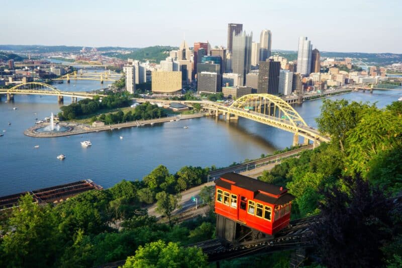 ariel image of Pittsburgh skyline